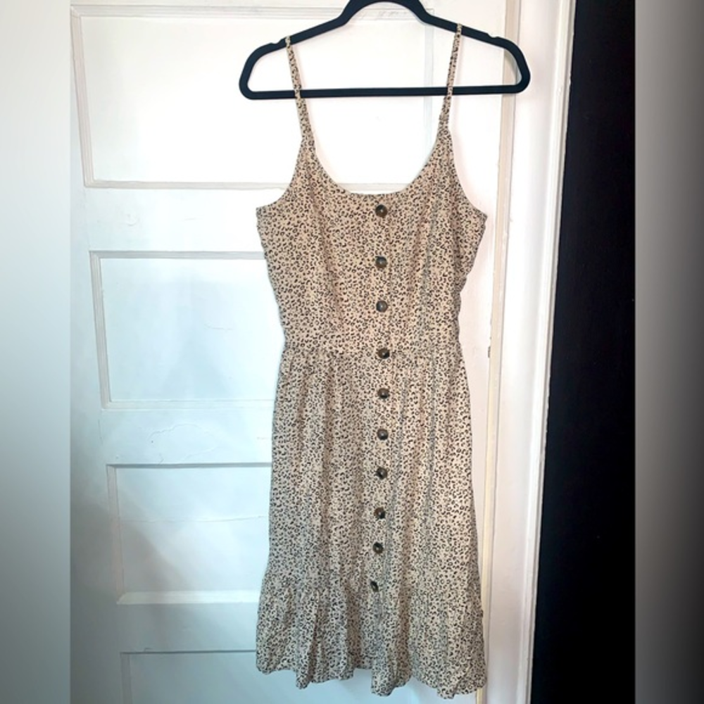 Japna leopard printed‎ dress with adjustable straps size large